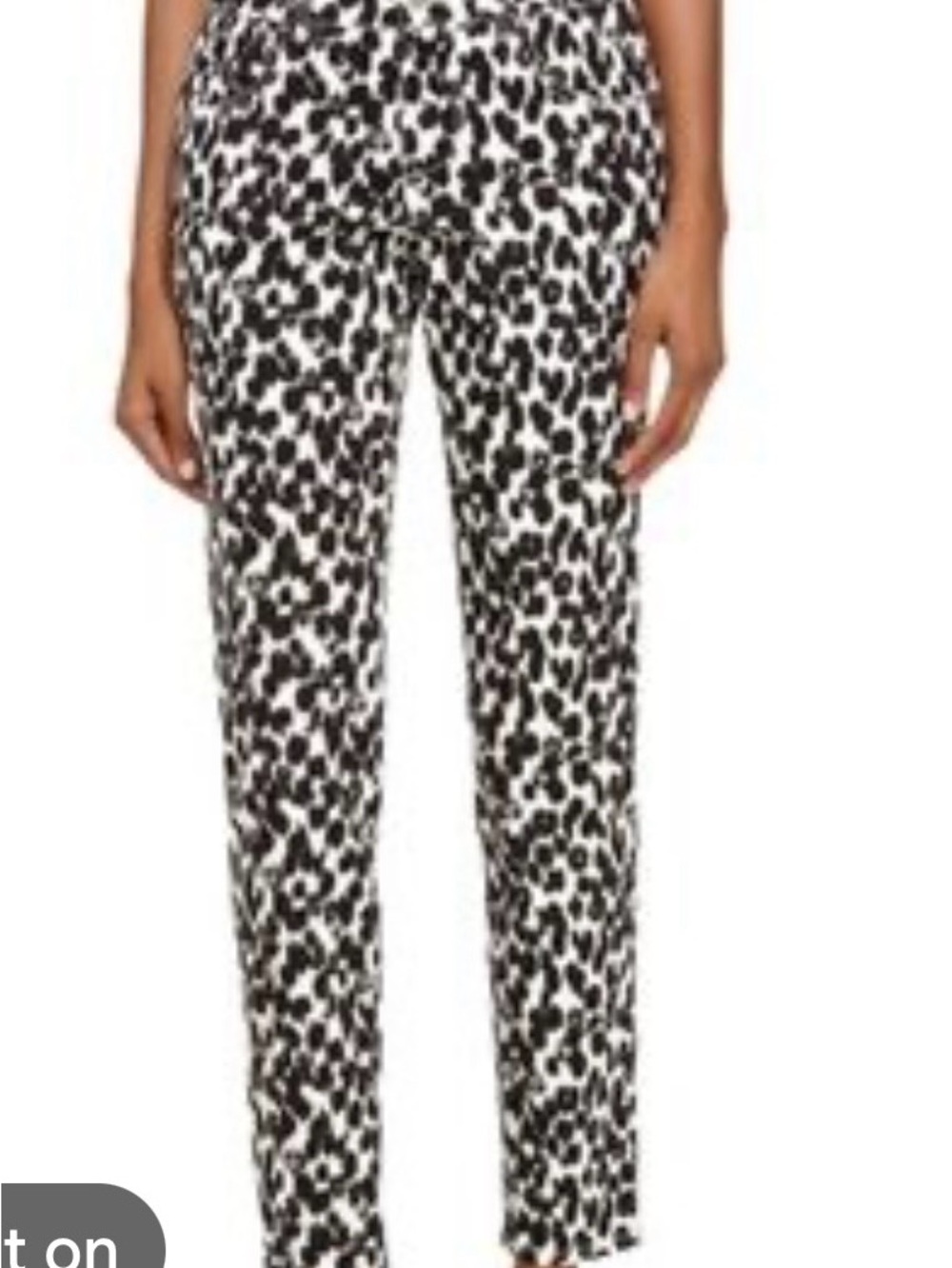 Stella McCartney Black and White Leopard-Print Skinny Pants